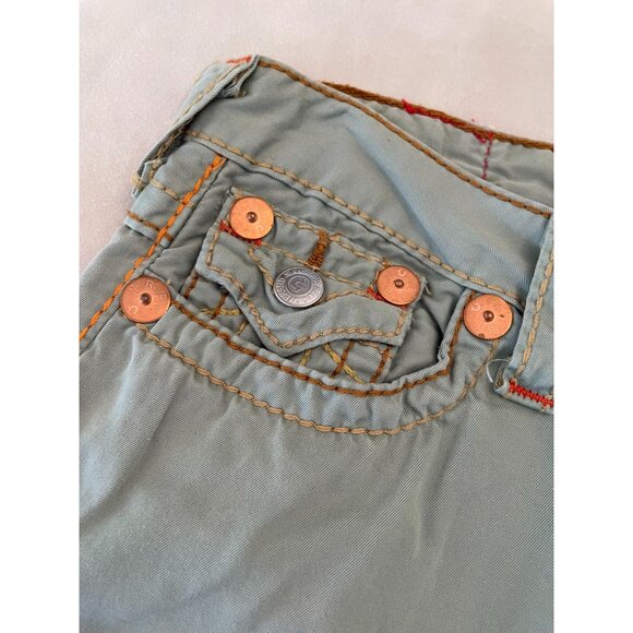 Y2K True Religion Joey Short Big Row 27" Waist USA Made Jeans - Picture 5 of 8